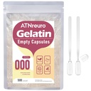 Size 000 Empty Gelatin Capsules with 2 Micro Spoons - 500 Count Empty Clear Capsule - Gel Pill Capsules for Powders Supplements