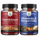 Bundle of Nattokinase Supplement for Healthy Heart Support - Traditional Japanese Natto Formula and Diosmin Hesperidin 1000mg Complex for Adults - Bitter Orange Supplement for Varicose Veins Support