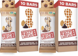 Perfect Bar, Dark Chocolate Chip Peanut Butter Protein Bar, High Protein, Organic, Gluten Free, Soy Free, Non GMO, No Sugar Alcohols, 2.3 Ounce Bar, 10 Count (Pack of 2)
