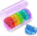 Sukuos Weekly Pill Organizer 7 Tag 2 Mal pro Tag, Große tägliche Pille Box einfach zu öffnen, AM PM Pillen Fall für Medizin/Vitamin/Fish Oil/Supplements (Purple)
