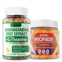 NEVISS Ashwagandha Gummies 2000mg, Feel Refreshed, Plus Proprietary Blend Vegan Iron Gummies Supplement with Vitamin C, B12, Folate & Turmeric - Energy & Immune Health