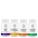 Essential Supplement Bundle - Vitamin D3+K2 Chewables, Super B-100 Complex, Sleep Well & Adaptogen Complex