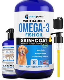 Omega 3 Fischöl für Hunde - besser als Lachsöl - Hunde Fischöl Ergänzung zu reduzieren Shedding & Itching - Unterstützt Gelenke, Gehirn und Herzgesundheit - Haut- und Mantelergänzung - Flüssiges Fischöl