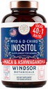 Myo und D-Chiro Inositol Supplement 40:1 Ratio - 2.000 mg Myo-Inositol plus Maca Root & Calming Ashwagandha - Gesunde Ovarian unterstützen Vitamine und Fruchtbarkeitsergänzungsmittel für Frauen - 120 Vegan Kapseln