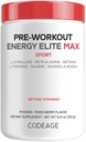 Codeage Pre-Workout Energy Elite Max - L-Citrulline, Beta-Alanine, Betaine, L-Tyrosine, Taurine, Rhodiola Rosea - Performance & Energy Workout Powder Supplement - Mixed Berry Flavor - 12.41 oz