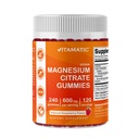 Vitamatic Magnesium Citrate Gummies 600mg pro Servierung - 240 Vegan-Gummien - Natürliche Himbeer Geschmack - Hohe Absorption Magnesium Supplement - Unterstützt Nerve, Knochen und Muskelgesundheit