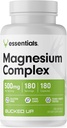 Magnesium Supplement 500mg Kapseln | Magnesium Complex mit Glycinat, Citrat und Oxid | 3 Aktive Formen von Magnesium | Easy on Stomach | Made in USA | Bucked Up Essentials (180 Portionen)