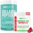 GOBIOTIX Super Greens & Collagen Bundle - Vitalität Boost mit Bio Spirulina & Hair-Skin-Nails Unterstützung - 30 Servierungen