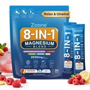 8-in-1 Magnesium Glycinate Drink Mix Powder, Calm & Relaxation Supplement with L-Theanine, KSM-66 Ashwagandha, Saffron Extract, GABA & Vitamin D, Sugar-Free Raspberry Lemonade, 30 Packets