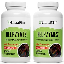 NaturalSlim Helpzymes, Enzymkomplex für Erwachsene mit Bromelain, Ox Bile, Pancreatin & Betaine HCL,100 Kapseln, 2 Pack