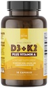 Natürliches Rhythm Vitamin D3 + K2 (MK7) Plus Vitamin A, für Knochen, Herz und Immune Gesundheit, 30 Kapseln