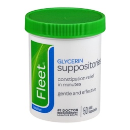 Fleet Laxative Glycerin Suppositories for Adult Constipation, 50 Count, 12 Pack