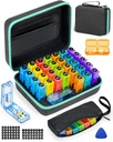 Monatliche Pille Organizer 2 Mal pro Tag, mit Wöchentliche Pillentasche, Tragbare Hard Shell, Pill Cutter, Kunststoff Öffnungs Pick, Monatliche & Wöchentliche Aufkleber, Bequeme Medikamente Management und Tracking