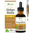 Ginkgo Biloba Extract Liquid Drops for Blood Circulation & Healthy Heart Function, Herbal Supplement Support Immunity w/Horse Chestnut Red Ginseng, Super Concentrated Tincture. 2oz