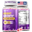 Height Growth Gummies for Kids & Teens - Natural Vitamin Growth Supplement with Calcium, D3K2, Magnesium, Zinc, L-Arginine - Healthy Bone & Immune Multivitamin for Teen Boys Girls in Growing - 60 Chew