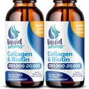 Liquid Collagen and Biotin, 2 Fl. Oz, Ultra-Strength Collagen Supplements für Frauen, Keto Friendly Biotin for Hair Growth Women, Nails, & Skin Vitamins B7 Collageno Peptides – Vanilla Flavor - 2 Pack