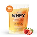 GOPOWER Whey Protein Powder, with BCAAs, Grass Fed Protein Powder, 2 Pound, 18 Servings