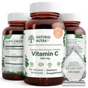 Natural Nutra Vitamin C Supplement for Kids and Adults, Immune Booster, Helps Supports Bone Health, Protect Skin and Heart Health, Improve Skin Texture, Vegetable Source, 500 mg, 50 Vegan Wafers
