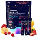 Calm Magnesium Glycinate Powdered Drink Mix with Electrolytes – Sugar Free with Ashwagandha, L-Theanine, Vitamin B6 & GABA – Cortisol Support, Stress Relief, Hydration & Focus - 30 servings (Variety)