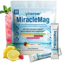 MiracleMag 10-in-1 Magnesium Supplement Powder Drink Mix, Sweet Raspberry Lemon Flavor | Stress Relief, Mood Sleep | On-The-Go Pouches, Gluten-Free & Sugar-Free | 0.3 oz Per Packet, 30 Count