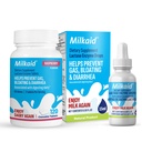 Milkaid Lactase-Enzym Tropfen Tabletten für Laktose-Intoleranz Erleichterung | Verhindert Gas, Blähungen & Durchfall | Milchverdauungsergänzung | 0,5 Fl Oz & 120 Himbeertabletten
