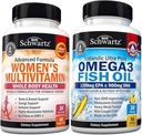 Täglich Multivitamin für Frauen Kapseln (1 Monat Versorgung) Plus Dreifache Stärke Omega 3 Fischöl Weichgele (1 Monat Versorgung)