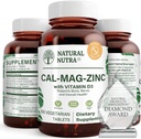 Natürliche Nutra Calcium Magnesium Zink (Cal-Mag Zink) Ergänzung mit Vitamin D3 für Knochenstärke, hilft, Verdauung zu verbessern, Gesundheit Glutenfrei und Zuckerfrei, Essential Mineral Complex (100 Zähler)