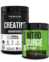 Jacked Factory Nitrosurge Pre-Workout & Creatine Monohydrate - Pre Workout Powder with Creatine for Muscle Growth, Increased Strength, Endless Energy - Cherry Limeade Preworkout & Unflavored Creatine