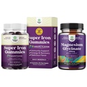 Bundle Delicious Iron Gummies für Damen und Herren - Eisen Supplement für Damen und Herren mit Vitamin C für höhere Absorption und reines Magnesium Glycinate 400mg pro Servierung für Mood Schlaf und Entspannung