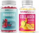 MAV NUTRITION Kollagengummis für Frauen und Probiotische Gummie | Haar, Haut, Nägel und Gut Health Support mit Biotin, Vitamin C und 5 Billion CFU | 60 Gummis Jede