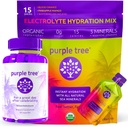 lila Baum Post-Celebration Wellness + Hydration Elektrolyt-Packets | Organic Rehydration, Happy Liver | 30ct Flasche + 15 Hydration-Sticks für Wasser