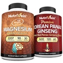 Nutrivein Premium Magnesium L-Threonate & Panax Ginseng Supplement Bundle: High-Absorption Magnesium Threonat und Red Ginseng Supplement Pair für Gehirn, Stimmung, & Vitalität