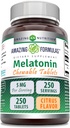 Erstaunliche Formeln Melatonin Kaubare Ergänzung | 5 Mg Per Serving | 250 Tabletten | Non-GMO | Gluten-Free | Made in USA (Citrus Flavor)