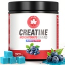 Creatine Monohydrate Gummies 5000mg, NSF Certified Creatine Supplement for Men & Women, Pre Workout Chews for Muscle Growth, Strength & Energy, Vegan, Blueberry Flavor, 120 Count