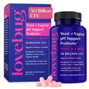 Lovebug Yeast und Vaginal Probiotics für Frauen pH Balance & Urinary Tract, 50 Billion CFU, UTI, BV, Odor Unterstützung mit Lactobacillus, Bifidobacterium, Digestive & Vaginal Health Supplement 60 Kapseln