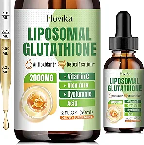Liposomale Glutathione Supplement 2000mg, flüssige Glutathione Tropfen mit Vitamin C, Master Antioxidantien für Immunsystem, Aging Defense, Haut Kopf, Leber Detox - Superior Absorption, Vegan 2 Fl Oz