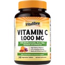 Vitalibre Vitamin C 1000mg, with Citrus Bioflavonoids, Rose Hips, Echinacea & Turmeric, Immune Support, Antioxidant Protection, Collagen Production, 240 Vegan Tabs