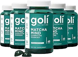 Goli Matcha Mind Gummies - 300 Count - Grüner Tee Blätter Pulver mit Cognizin für Fokus, Aufmerksamkeit und Gehirn Gesundheit, Vegan, Non-GMO, Gluten-Free & Gelatin kostenlos.