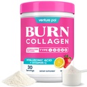 Venture Pal Collagen Burn Powder - Multi Collagen Peptides Types I, II, III, V & X with L-Carnitine, Vitamin C & Hyaluronic Acid - Daily Metabolism and Beauty Support for Women & Men