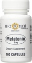 Bio-Tech Pharmacal Melatonin (5 mg), 100 Kapseln – All-Natural Supplement – Unterstützung Schlaf, Herz-Kreislauf-, Immun- und Knochengesundheit – No Dairy, Fish, Gluten, Peanut, Shellfish, GMOS, & Soy – Nein