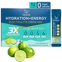 Electrolytes Powder Packets - Sugar Free & Zero Calorie Liquid Daily Drink Mix - Instant Hydration & Energy Supplement with 6 Electrolytes and 5 Vitamins, Keto Friendly & Vegan - 12 Sticks