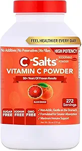 C-Salts Vitamin C Powder Supplement - 100% reines hoch dosiertes gepuffertes Vitamin C-Pulver für Immununterstützung - Organic, Sugar-Free, Vegan, Non-GMO, Stomach-Friendly, Blood Orange 26oz