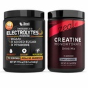Zeal Naturals Electrolytes Powder 90 Servings (Peach Mango) + Creatine Monohydrate Powder 72 Servings
