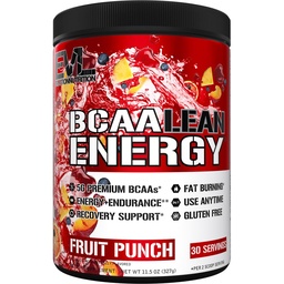 EVL BCAA Lean Energy Powder - Pre Workout Green Tea Fat Burner Unterstützung mit BCAAs Aminosäuren und Clean Energizers - BCAA Powder Post Workout Recovery Drink für Lean Muscle Recovery - Fruit Punch
