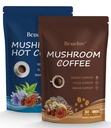 Mushroom Coffee + Hot Cocoa Set - Daytime Energy & Nighttime Sleep Support with Adaptogenic Mushrooms, Melatonin - 50 Servings Combo