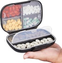 Sukuos Travel Pill Organizer Wöchentlich mit Doppelverschluss, Tragbare Pille Box mit großen 7 Kompartment, luftdichte tägliche Medizin Fallcontainer mit Etiketten für Vitamine/Fische Öle/Ergänzungen