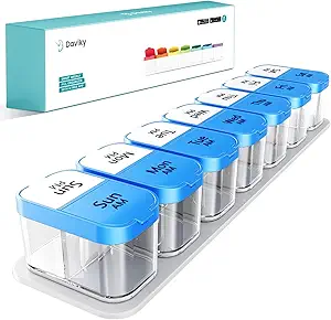 Daviky Pill Organizer, Large Daily Pill Organizer, XL Pill Box 2 Mal pro Tag, Extra große wöchentliche Pille Organizer zweimal pro Tag, Pillen Fall Organizer 7 Tag AM, Große Pillen Box Pillenhalter