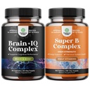 Bundle of Nootropic Memory Supplement for Brain Support and Vitamin B Complex Adult Multivitamin - Vitamin B 12 Bacopa Monnieri Rhodiola Rosea DMAE - Natural Energy Supplement with Active B Complex