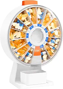 Daviky Pill Dispenser Täglich, Große Pille Organizer mit Wall-Mounted oder Standing Use, 14 Tage Pille Box, Push Button Design, Wöchentliche Pille Organizer für Vitamin, Medizin. Ergänzung, Fischöl