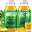 Soursop Bitters Liquid – Immunity + Energy Shot, Ready to Drink Tropical Mango with L-Theanine, Guarana, Ginseng & Hibiscus – Herbal Digestive Formula, No Added Sugar, Vegan, Gluten-Free, Non-GMO – 16oz Bottle, 2 Pack (2 Week Supply)